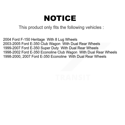 Ensemble de plaquettes en céramique pour disques de frein arrière pour Ford E-350 Super Duty Econoline F-150 Heritage Club K8T-101709