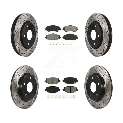 Front Rear Drill Slot Brake Rotors Semi-Metallic Pad Kit For Dodge Grand Caravan Chrysler KDS-100854