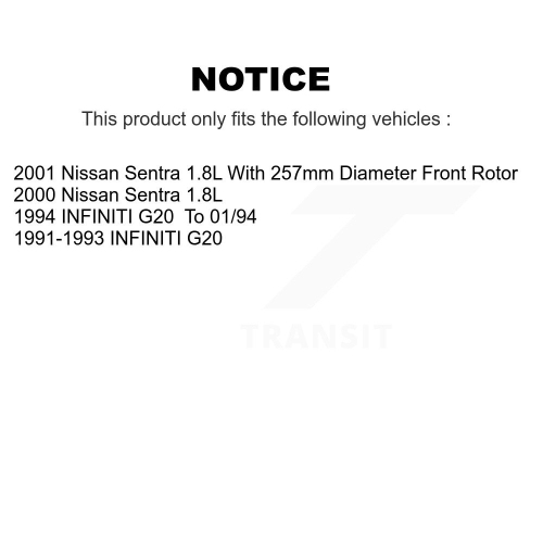 Disques de frein à disque arrière avant et plaquettes en céramique pour Nissan Sentra INFINITI G20 K8T-101073