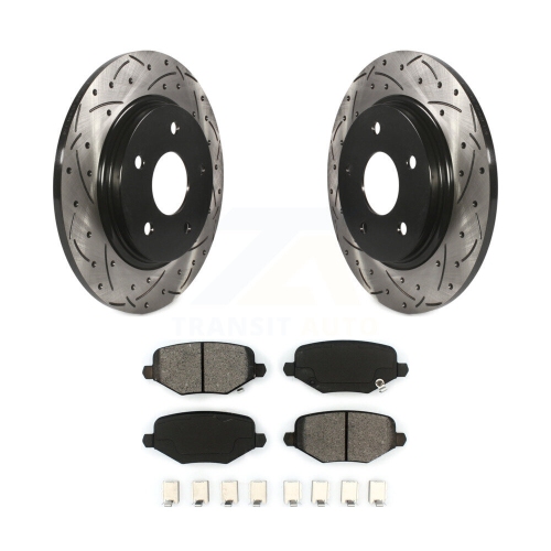 Image 1 of 10.. Rear Drill Slot Brake Rotor Semi-Metallic Pad Kit For Dodge Grand Caravan Chrysler Town & KDS-100427