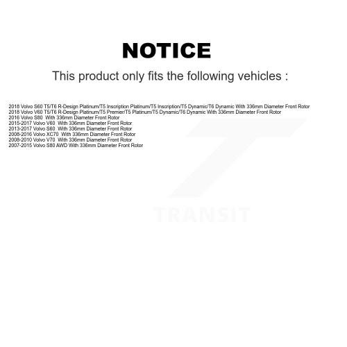 Front Disc Brake Rotors And Semi-Metallic Pads Kit For Volvo XC70 S60 V60 S80 V70 K8S-100561