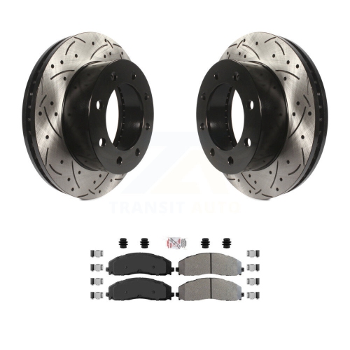 Front Drilled Slot Brake Rotor & Semi-Metallic Pad Kit For 2013 Ford F-250 Super Duty 4WD KDA-102359