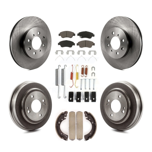Front Rear Disc Brake Rotors Ceramic Pads And Drum Kit For 2007-2008 Honda Fit K8C-102373