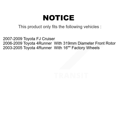 Disques de frein arrière avant et plaquettes en céramique pour Toyota 4Runner FJ Cruiser K8T-101478