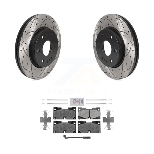 Image 1 of 10.. Front Drill Slot Brake Rotor Semi-Metallic Pad Kit For GMC Chevrolet Silverado 1500 Yukon KDA-100507