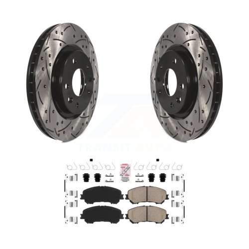 Front Coated Drilled Slot Disc Brake Rotor Ceramic Pad Kit For Nissan Rogue Sport Qashqai KDA-100046