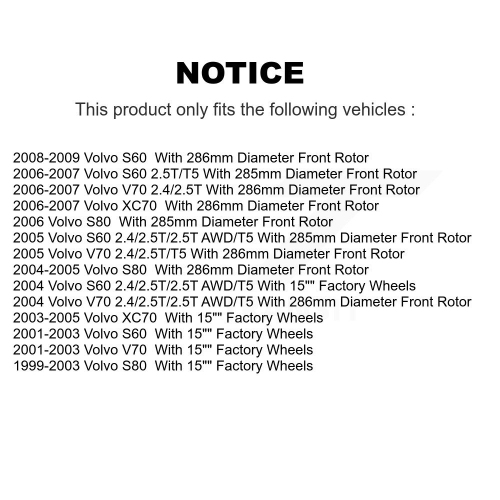 Disques de frein à disque enduits à l'avant et plaquettes semi-métalliques pour Volvo S60 XC70 V70 S80 KGA-100662