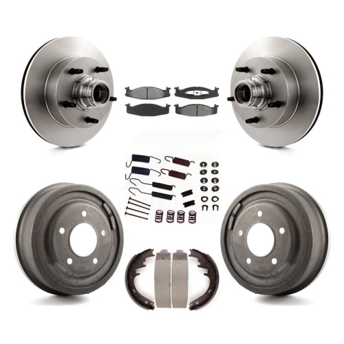 Front Rear Brake Rotor Hub Semi-Metallic Pad Drum Kit For Ford E-150 Econoline Club K8S-102193