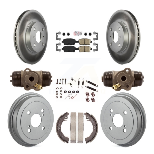 Front Rear Disc Brake Rotor Ceramic Pad & Coated Drum Kit For 2001-2005 Toyota Echo KGA-104466