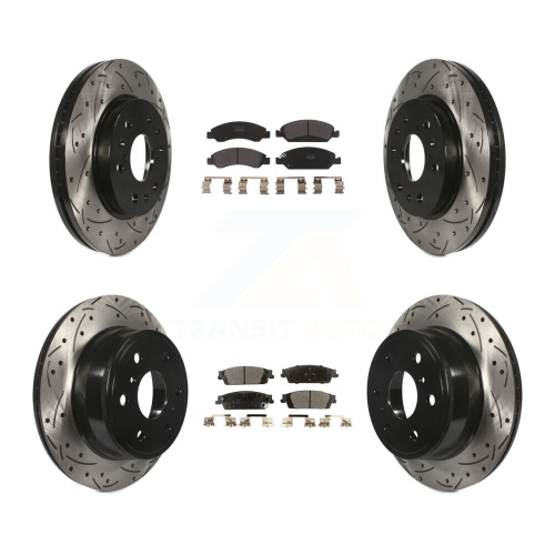 Front Rear Drill Slot Brake Rotors Semi-Metallic Pad Kit For GMC Sierra 1500 Chevrolet XL KDF-100193
