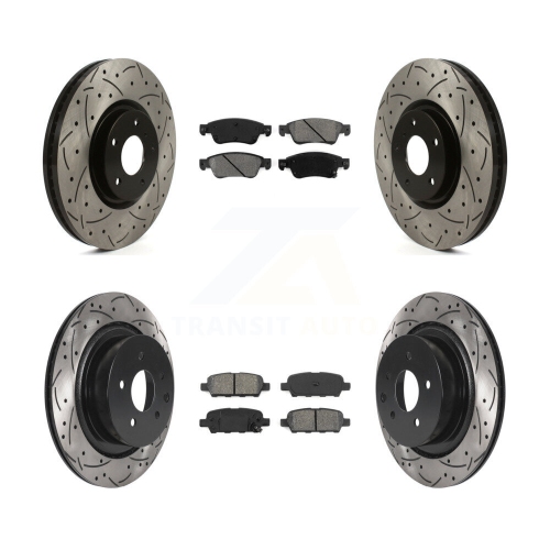 Disques de frein à disque à fente enduite avant arrière Semi-métalliques Kit de plaquettes pour G35 Q60 KDS-100737 d'INFINITI