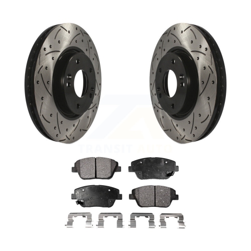 Disques de frein à disque à fente enduits de revêtement avant en céramique pour Hyundai Sonata Kia Optima KDT-100089