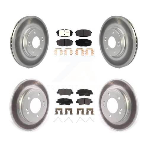 Front Rear Coated Disc Brake Rotors And Semi-Metallic Pads Kit For 2020 Kia Forte 1.6L KGF-102859