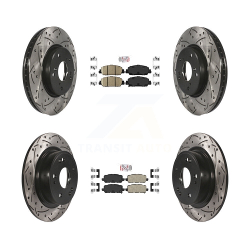 Front Rear Ceramic Pad Coated Drilled Slot Disc Brake Rotors Kit For 2016-2022 Honda HR-V KDA-101639