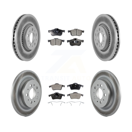 Front Rear Coated Disc Brake Rotors And Semi-Metallic Pads Kit For Volvo S60 XC70 V70 S80 KGF-100820