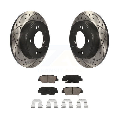 Rear Drill Slot Brake Rotors Ceramic Pad Kit For Hyundai Elantra Kia Forte GT Soul Forte5 KDC-100760