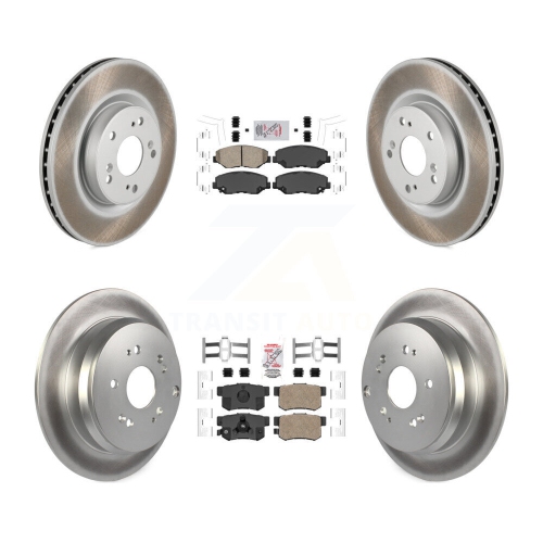 Front Rear Ceramic Pads And Coated Disc Brake Rotors Kit For 2012-2016 Honda CR-V FWD KGA-101778