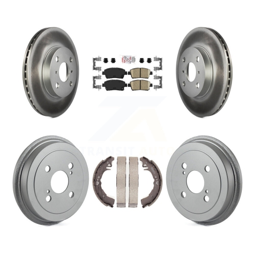 Front Rear Disc Brake Rotors Ceramic Pads And Coated Drum Kit For 2001-2005 Toyota Echo KGA-104346