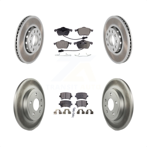 TRANSIT AUTO  Front Rear Coated Disc Brake Rotors & Semi-Metallic Pad Kit for 2005-2006 Audi A4 Quattro Kgf-100768