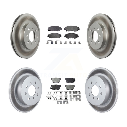 TRANSIT AUTO  Front Rear Coated Disc Brake Rotors And Semi-Metallic Pads Kit for Honda Civic Acura El Kgf-100752