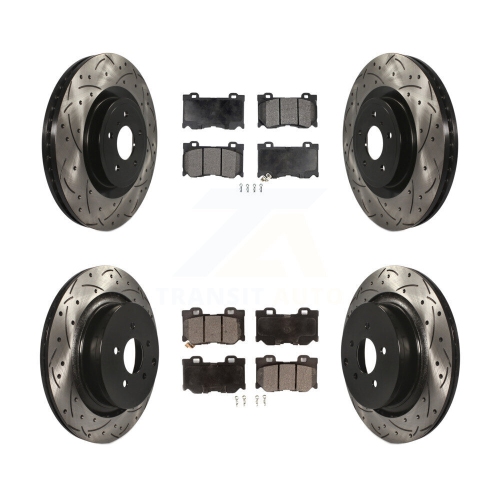TRANSIT AUTO  Front Rear Coated Drilled Slotted Disc Brake Rotors And Ceramic Pad Kit for Infiniti Fx50 Kdt-100353