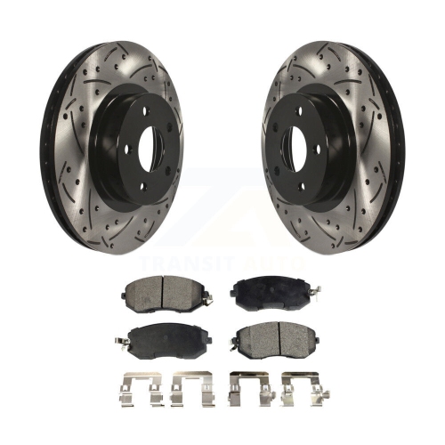 Front Coat Drill Slot Disc Brake Rotors Ceramic Pad Kit For Subaru Impreza Scion FR-S BRZ KDT-100058