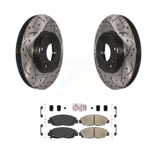 Disque de frein à disque perforé à revêtement avant et ensemble de plaquettes en céramique pour Honda Civic GX KDA-102373 2011