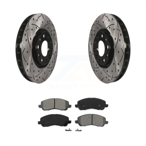 TRANSIT AUTO  Front Coated Drilled Slotted Disc Brake Rotors And Semi-Metallic Pad Kit for Jeep Compass Kds-100867