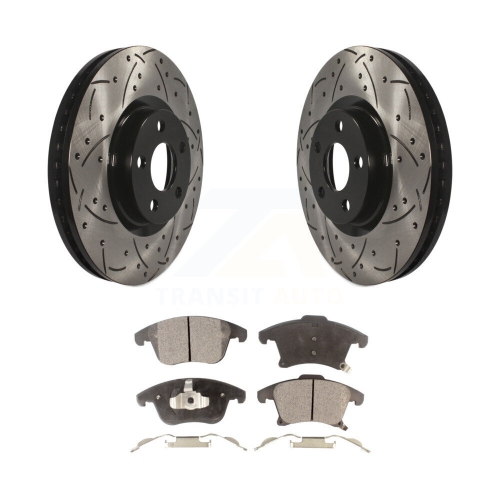Front Drilled Slot Brake Rotor Semi-Metallic Pad Kit For Ford Police Responder Hybrid SSV KDF-100618