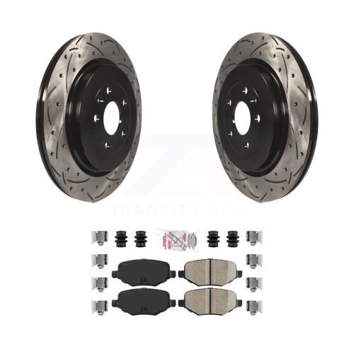 Rear Drill Slot Brake Rotors Ceramic Pad Kit For Ford Explorer Police Interceptor Utility KDA-102077