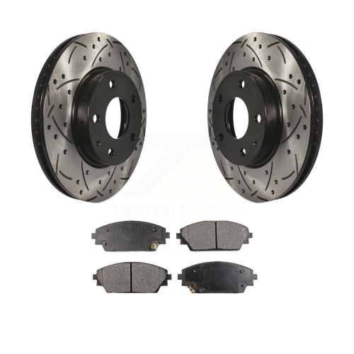 Disque de frein à fente perforée et plaquettes semi-métalliques enduites à l'avant pour Mazda 3 CX-3 Sport KDF-100173