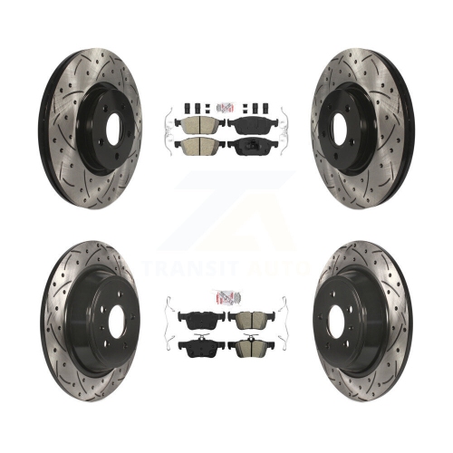 Front Ceramic Rear Semi-Metallic Pad Drilled Slot Brake Rotor Kit For Ford Escape Lincoln KDA-102505