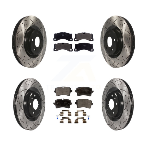 Disques de frein à disque à fente pour perceuse arrière avant, ensemble de plaquettes semi-métalliques pour Porsche Macan base KDF-100660 2017