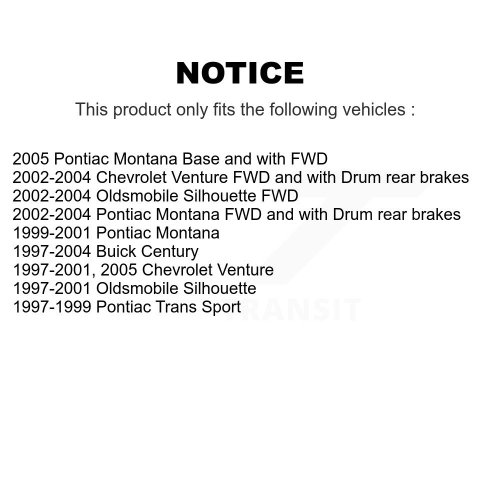 Front Rear Brake Rotor Semi-Metallic Pad Drum Kit For Pontiac Montana Buick Century Trans K8S-103355