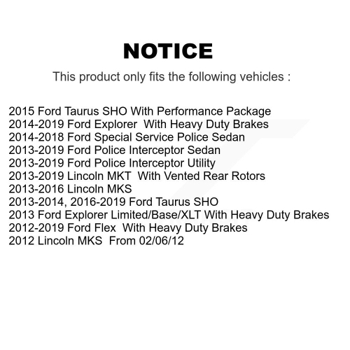 Front Brake Rotors Ceramic Pad Kit For Ford Explorer Flex Taurus Police Interceptor Sedan K8C-100509