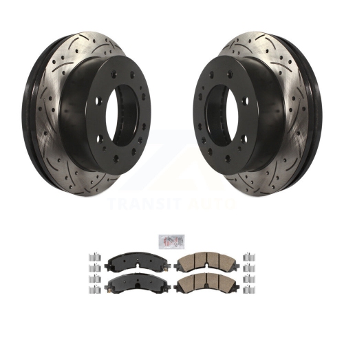 Front Drilled Slot Brake Rotor Ceramic Pad Kit For GMC Chevrolet Sierra 2500 HD Silverado KDA-100109