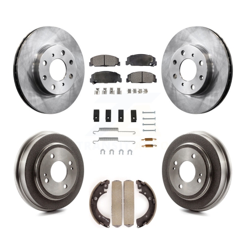Front Rear Disc Brake Rotors Semi-Metallic Pads And Drum Kit For Honda Civic K8F-102079