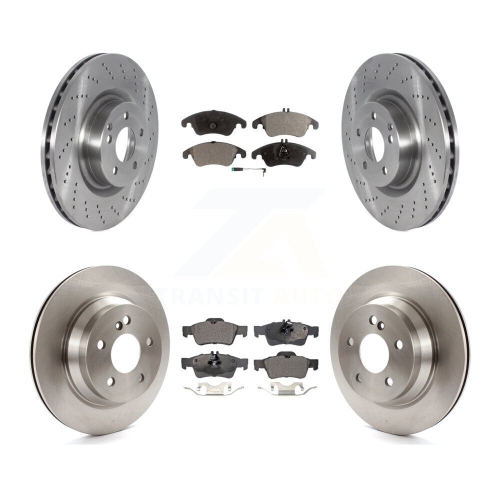 Front Rear Disc Brake Rotors Semi-Metallic Pad Kit For 2015-2016 Mercedes-Benz E400 Sedan K8F-103754