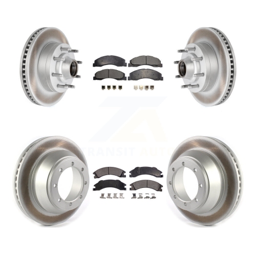 Front Rear Coat Brake Rotor Semi-Metallic Pad Kit For Ford E-450 Super Duty DIESEL engine KGF-102170