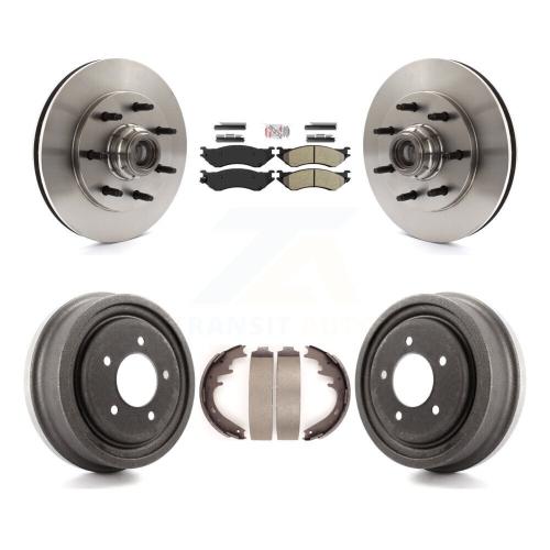 Front Rear Disc Brake Rotors Hub Semi-Metallic Pads And Drum Kit For 1999 Ford F-150 RWD K8A-105748
