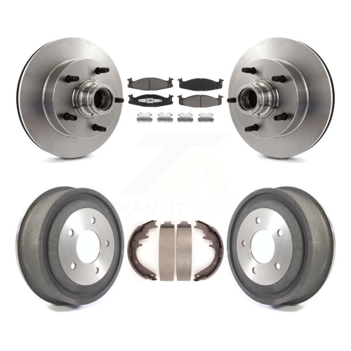 Front Rear Brake Rotors Ceramic Pad & Drum Kit For 00-01 Ford E-150 Econoline 2-Wheel ABS K8C-102773