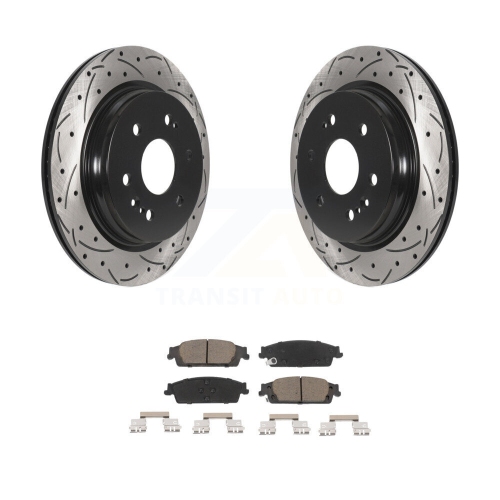 Rear Drilled Slot Brake Rotors Ceramic Pad Kit For Chevrolet Silverado 1500 LD GMC Sierra KDC-100979
