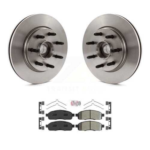 Front Disc Brake Rotors Hub And Semi-Metallic Pads Kit For Ford F-150 Lincoln Mark LT RWD K8A-105785