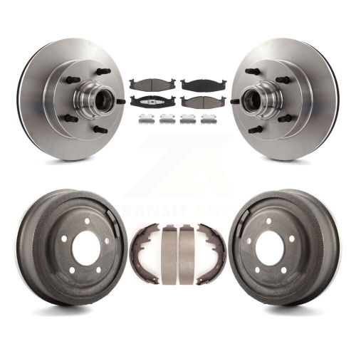 Front Rear Brake Rotors Ceramic Pad & Drum Kit For 97-99 Ford E-150 Econoline 2-Wheel ABS K8C-102771