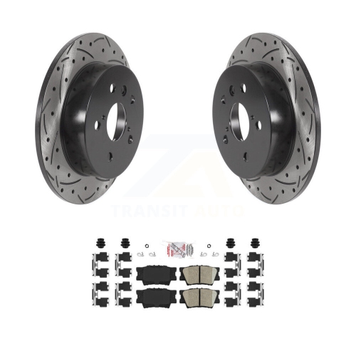 Rear Coated Drilled Slotted Disc Brake Rotors And Ceramic Pads Kit For Toyota Camry KDA-102057