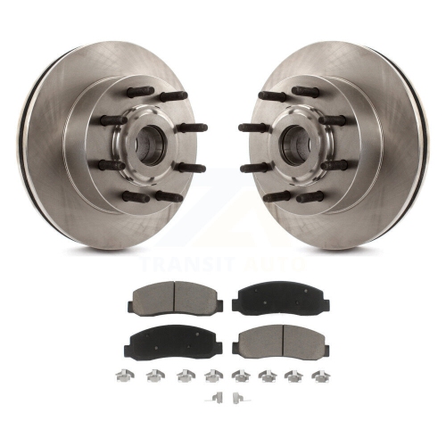 Front Disc Brake Rotors Hub Ceramic Pad Kit For 2005-2007 Ford F-350 Super Duty F-250 RWD K8C-102680