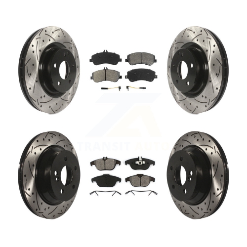 Kit de plaquettes semi-métalliques pour rotor de frein à fente percé à l'avant à l'arrière pour Mercedes-Benz GLK350 GLK250 KDS-100292
