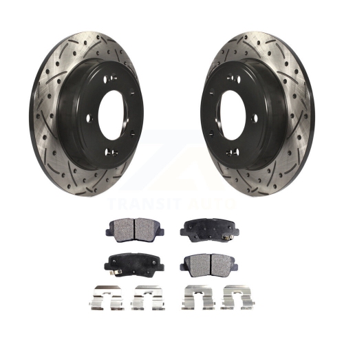 Rear Drilled Slot Brake Rotor Semi-Metallic Pad Kit For Hyundai Elantra Kia Forte GT Soul KDF-100523