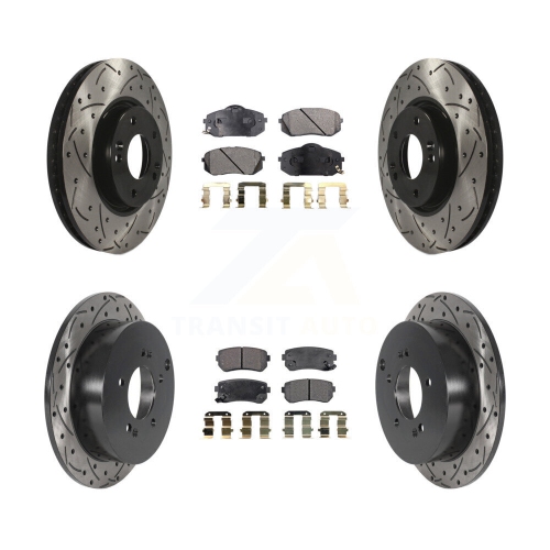 Front Rear Drilled Slot Brake Rotor Semi-Metallic Pad Kit For Hyundai Tucson Kia Sportage KDF-100811