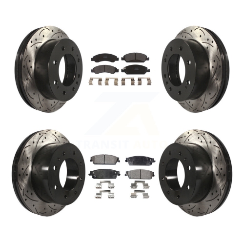 Front Rear Drill Slot Disc Brake Rotor Semi-Metallic Pad Kit For Chevrolet Silverado 1500 KDF-100202